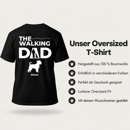 Black oversized T-shirt made of 100% cotton with the lettering "The Walking Dad" and a dog motif.